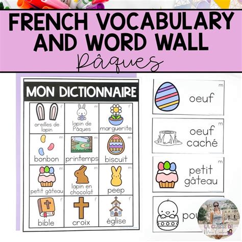 French Word Wall Cards Easter Vocabulary Vocabulaire De P Ques La