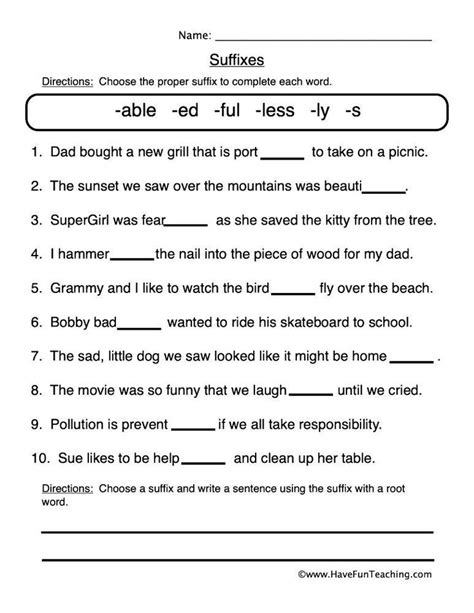 Suffix Fill In The Blank Worksheet Suffixes Worksheets Prefixes And