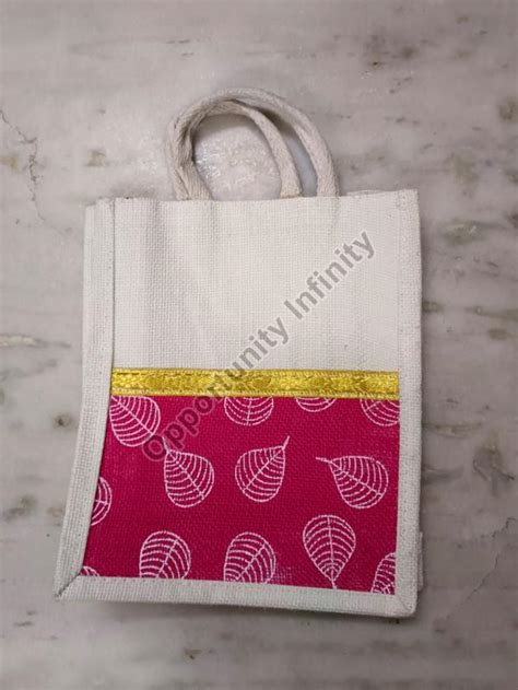 Printed Jute Bags For Promotion Gift Packaging Grocery Handle Type