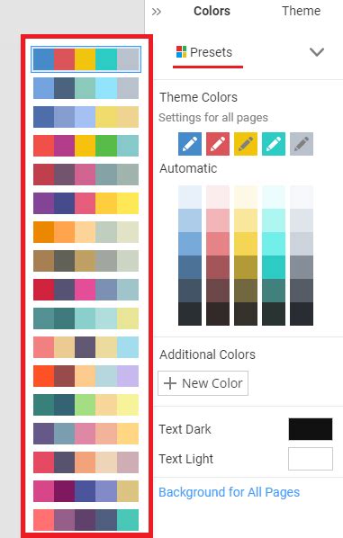 Theme Colors Nicepage Documentation