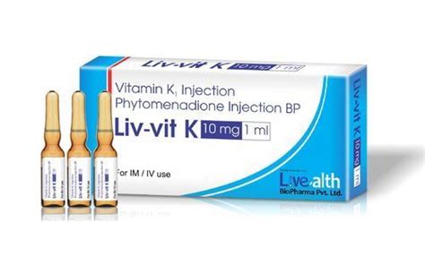 10 Mg 1 Ml Livealth Biopharma Phytonadione Vitamin K Injection 10 Mg