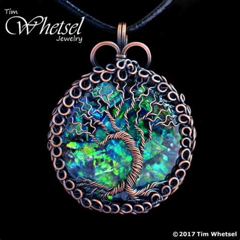 Opalescent Orgonite Copper Tree Of Life Pendant Loops Frame Wire