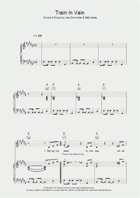 Train In Vain Piano Sheet Music | OnlinePianist