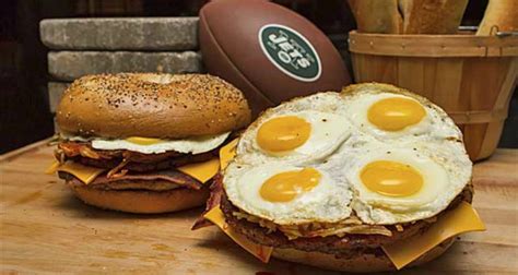 Peep The New York Jets New 50 Super Sized Breakfast Bagel Sandwich