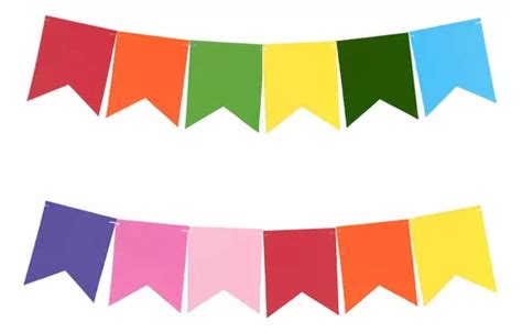 Banderines Lisos Colores Fiesta Cumple Decorar Mylin 12pz Color Multi