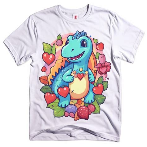 Un Primer Plano De Una Camiseta Con Un Dinosaurio De Dibujos Animados