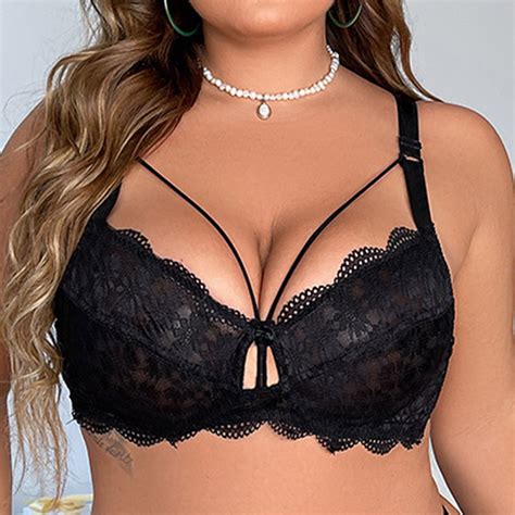 Munlar Womens Bras Plus Size No Wire Push Up Comfortable Strappy Lace