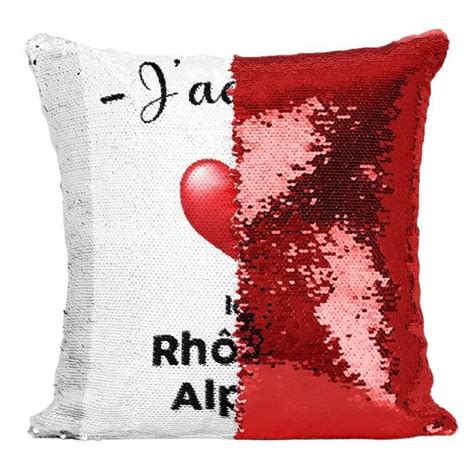 Housse de Coussin à Sequin Paillettes Rouge J adore Le Rhone Alpes