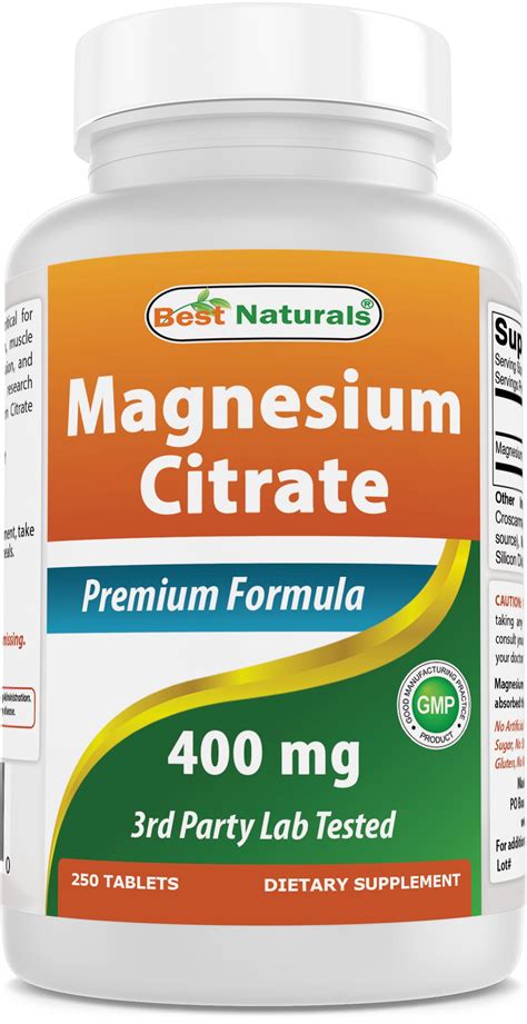 Best Naturals Magnesium Citrate 400mg 250 Tablets