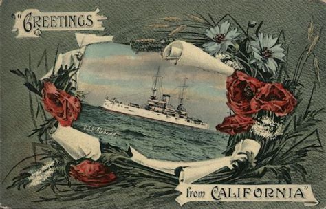 USS Alabama Greetings from California Battleships Postcard