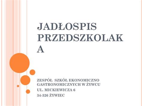 PPT JADŁOSPIS PRZEDSZKOLAKA PowerPoint Presentation free download