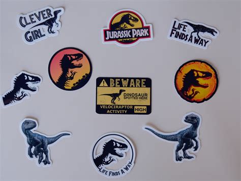 Jurassic Park Sticker Pack 10 Jurassic Park Jurassic World Etsy