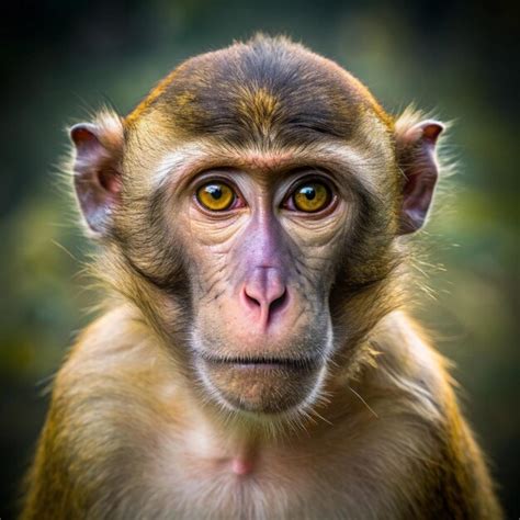 A Monkey With A Yellow Eyes And A Red Nose Premium Ai Generated Image