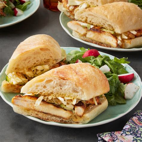 Recipe Cajun Chicken Sandwiches With Quick Pickles Arugula Salad