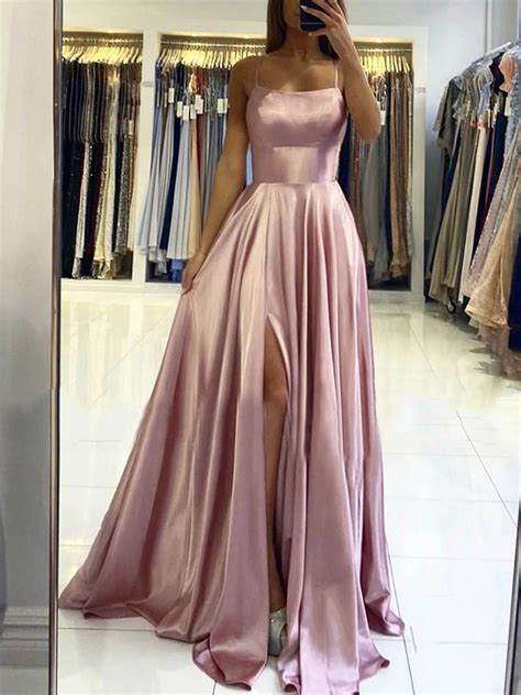 Dusty Pink Backless Long Prom Dresses Dusty Pink Open Back Long Formal Evening Dresses In 2021