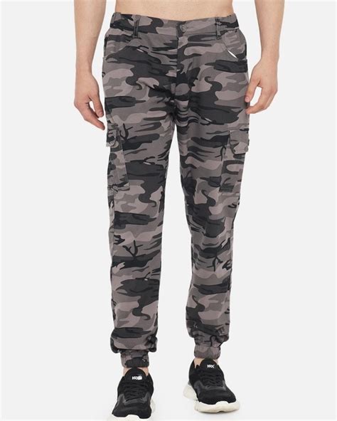 Buy Men's Grey Camouflage Printed Relaxed Fit Joggers for Men Grey ...