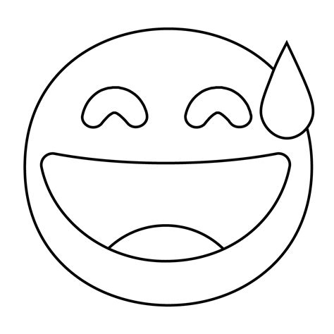 Grinning Face With Sweat Emoji Coloring Page ColouringPages