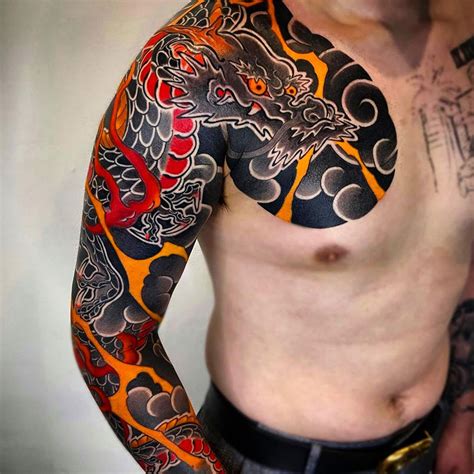 Japanese Dragon Sleeve Tattoos Designs