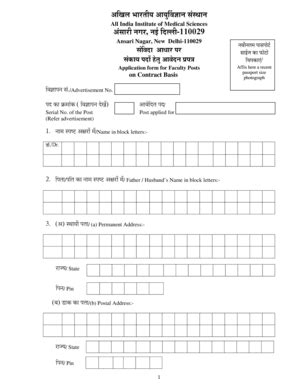 Fillable Online Aiims Application Form Bilingual For Faculty