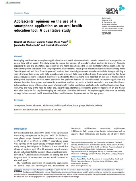 Pdf Adolescents Opinions On The Use Of A Smartphone Application As