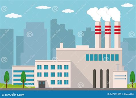 F Brica Industrial Opini N De La Ciudad Sobre Fondo Ilustraci N Del