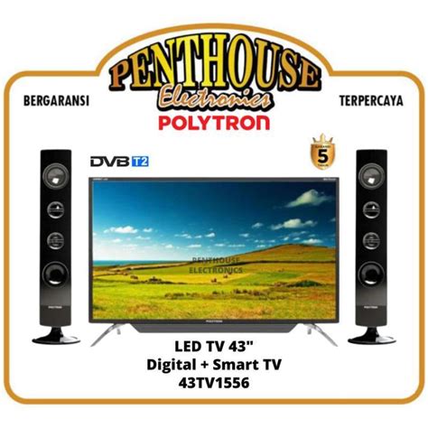 Jual Polytron LED Digital TV 43 Inch PLD 43TV1556 Tower Speaker Cinemax