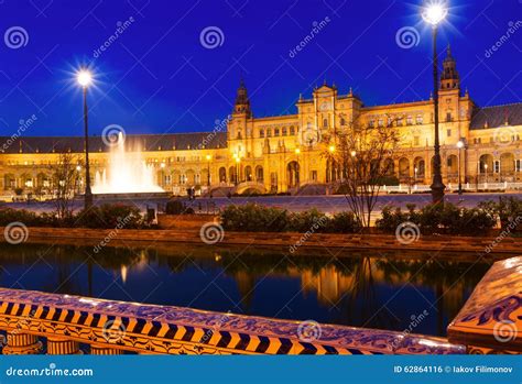 Plaza De Espana in Night. Sevilla, Spain Stock Photo - Image of palace ...