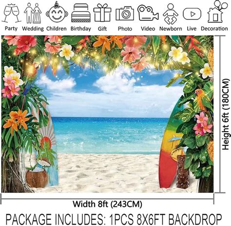 Ycucuei 7x5ft Fabric Summer Hawaiian Beach Photography Backdrop