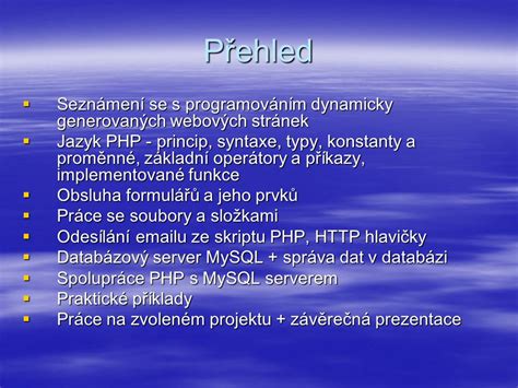 Php Vod Do Programov N Kontaktn Daje Ing Anton N Skopec Ppt