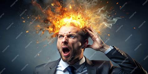 Stress Concept Angry Man With Exploding Head Premium Ai Generated Image