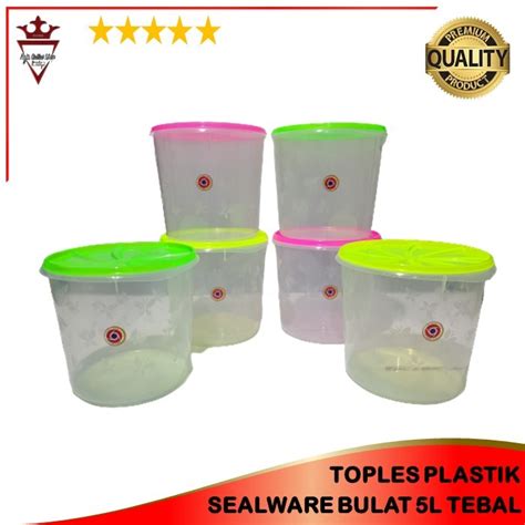 Jual Toples Plastik Sealware 5 Liter Sealware Bulat Toples Krupuk