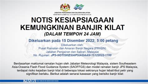 Infobanjir On Twitter Notis Kesiapsiagaan Kemungkinan Banjir Kilat