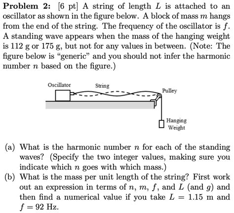 Problem Pt A String Of Length L Is Attached To An Oscillator As