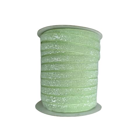 Fita Veludo Glitter Lurex Esponjada Yama 10mm 2 Metros Cor Verde