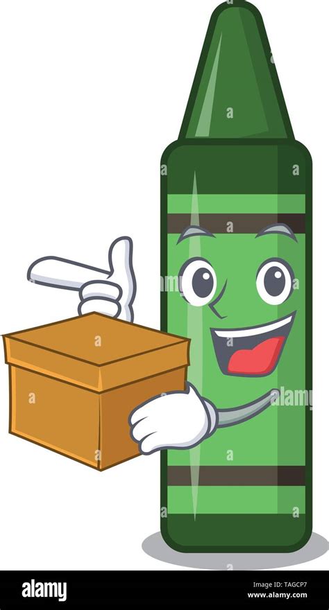 With box green crayon isolated in the cartoon Stock Vector Image & Art ...