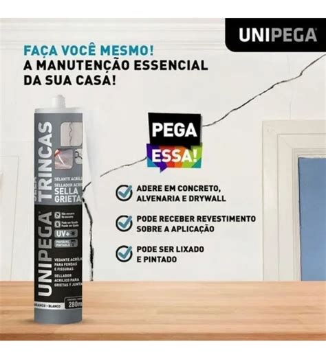 Sela Trincas Adesivo Acrílico Selante Branco Unipega 400g MercadoLivre