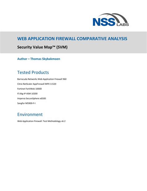 PDF WEB APPLICATION FIREWALL COMPARATIVE APPLICATION FIREWALL