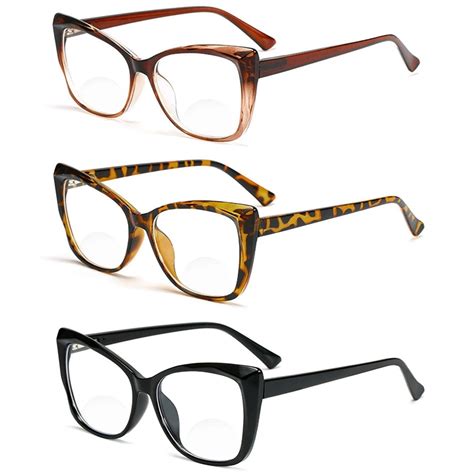 3 Pairs Bifocal Reading Glasses Cat Eye Square Womens Sexy Readers