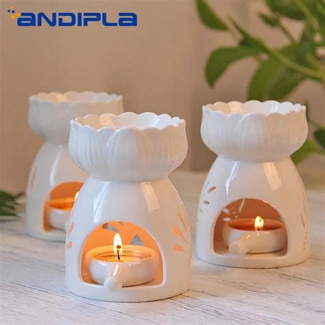 Brief White Ceramic Lotus Aromatherapy Lamp Candle Incense Burners