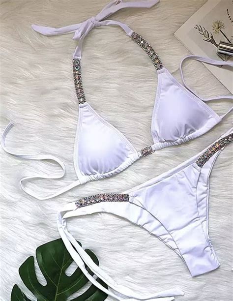 Pin Em Embellished Crystal Rhinestone Bikini And Swimwear