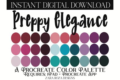 Preppy Elegance Procreate Color Palette