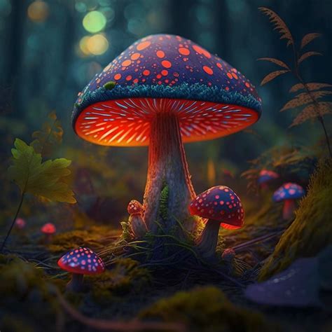 Premium Photo Magic Mushroom In The Forest