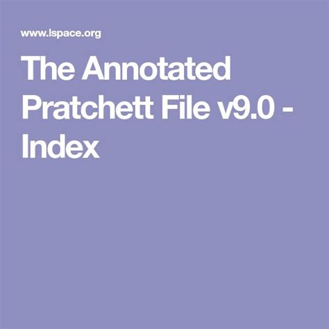 The Annotated Pratchett File V90 Index Index Filing Terry Pratchett