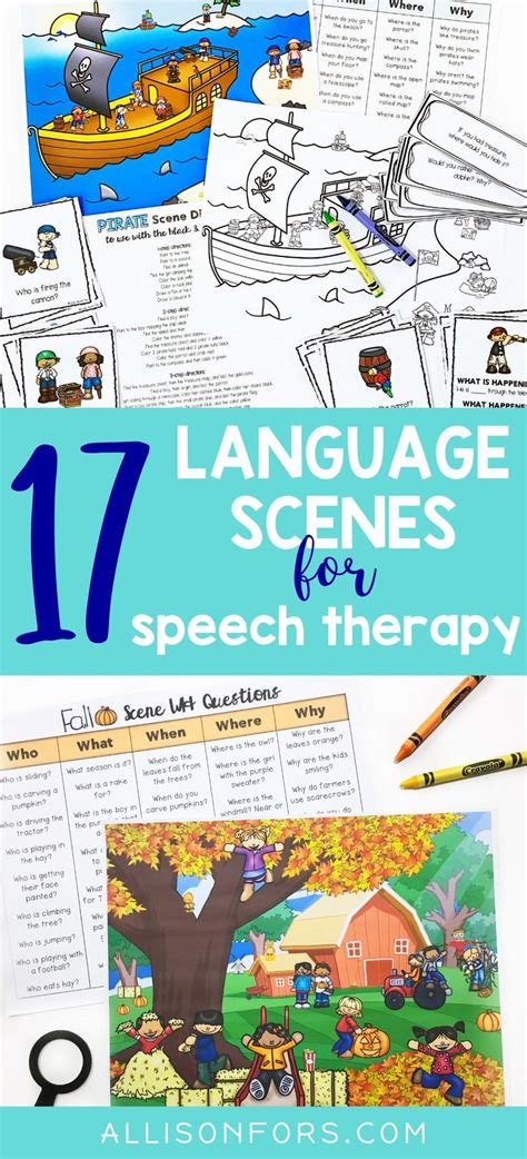 The 17 Language Scenes For Speech Therapy With An Image Of A Tree And