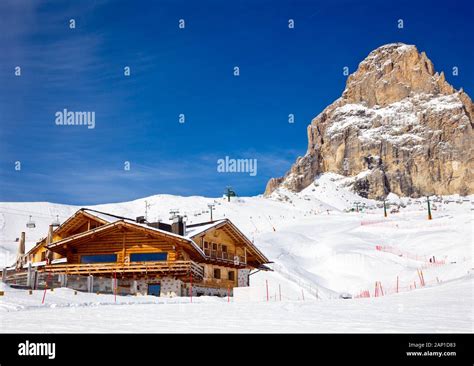 View of the Val Di Fassa ski resort in Italy Stock Photo - Alamy