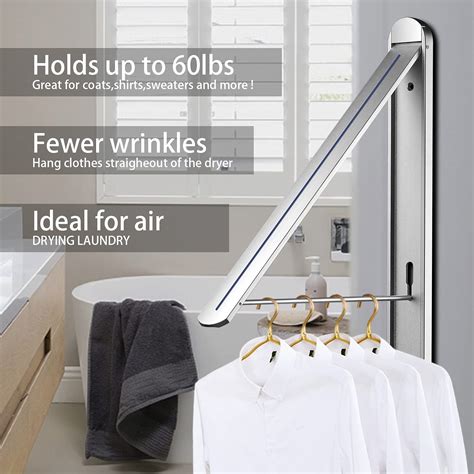 Clothes Drying Rack Wall Mounted Retractable Folding Hanging Rack For