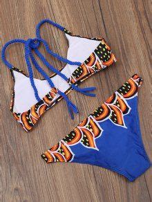 Off Printed Braided Strap Bikini In Multicolor Zaful