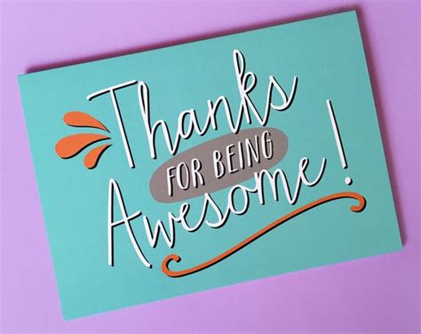 Thanks for Being Awesome Thank you card You Are Awesome | Etsy