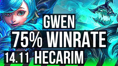 Gwen Vs Hecarim Jgl 75 Winrate Legendary 1446 Kr Master 14