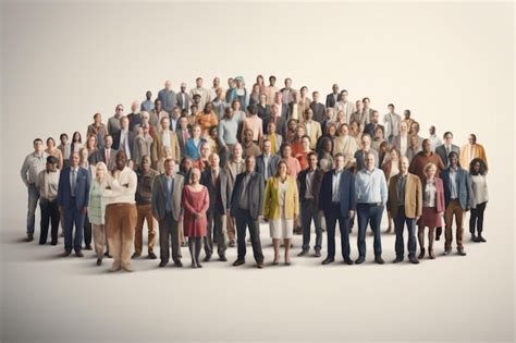 Un Gran Grupo De Personas De Pie Frente A Un Fondo Blanco Foto Premium